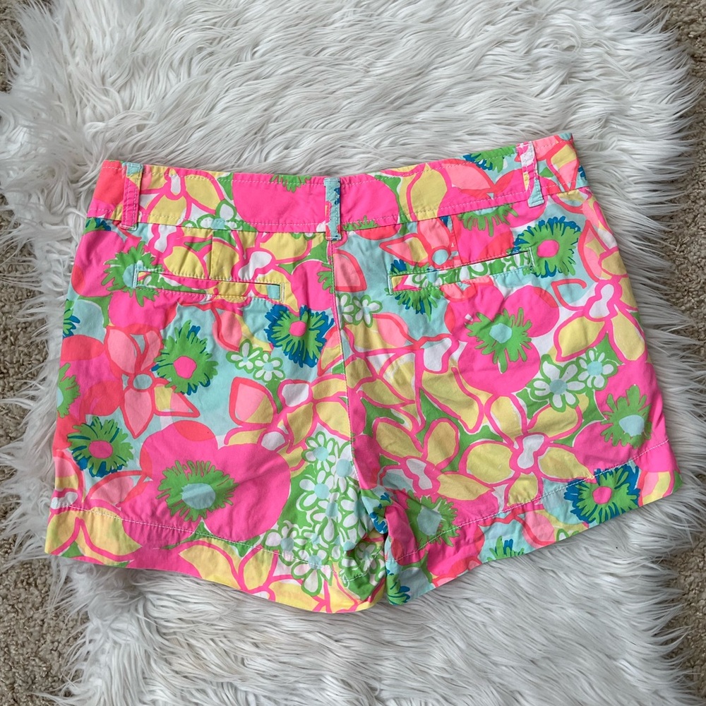 Lilly Pulitzer Multicolor Floral Print Cotton Shorts - Pink, Green, Blue - Picture 7 of 10